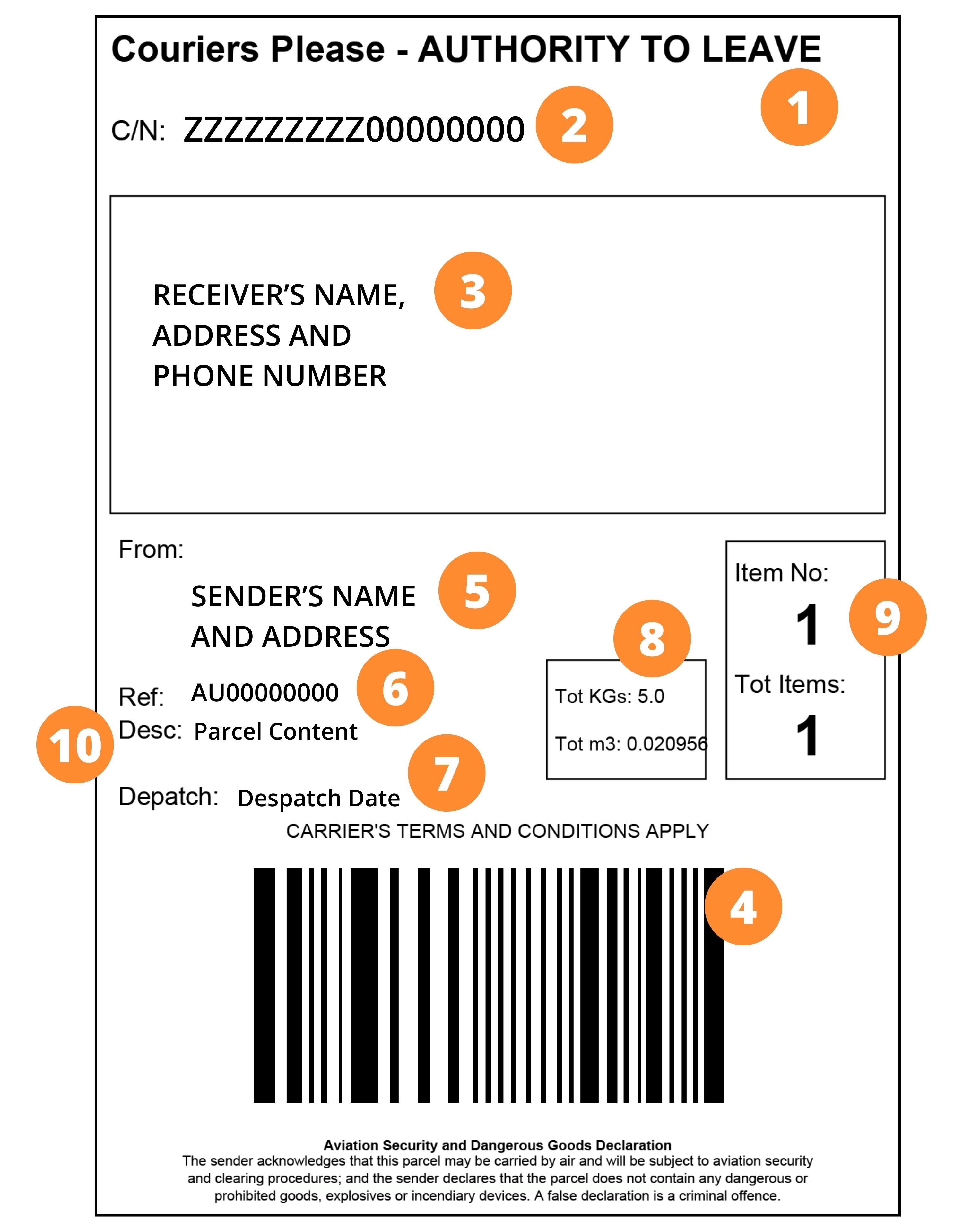 shipping label from couriers please